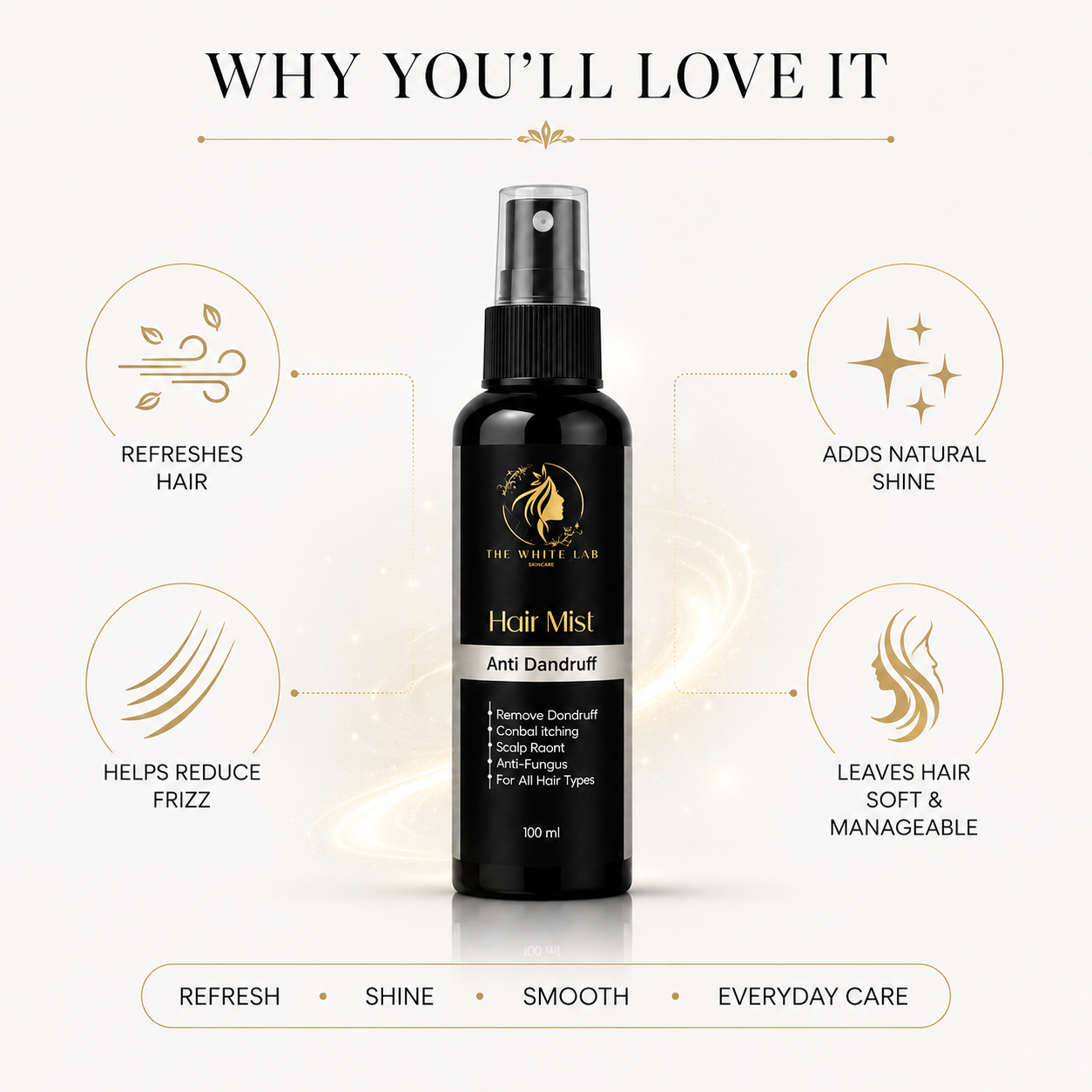 Anti Dandruff Hair Mist - Nourishing Scalp Treatment for Flake-Free Hair
