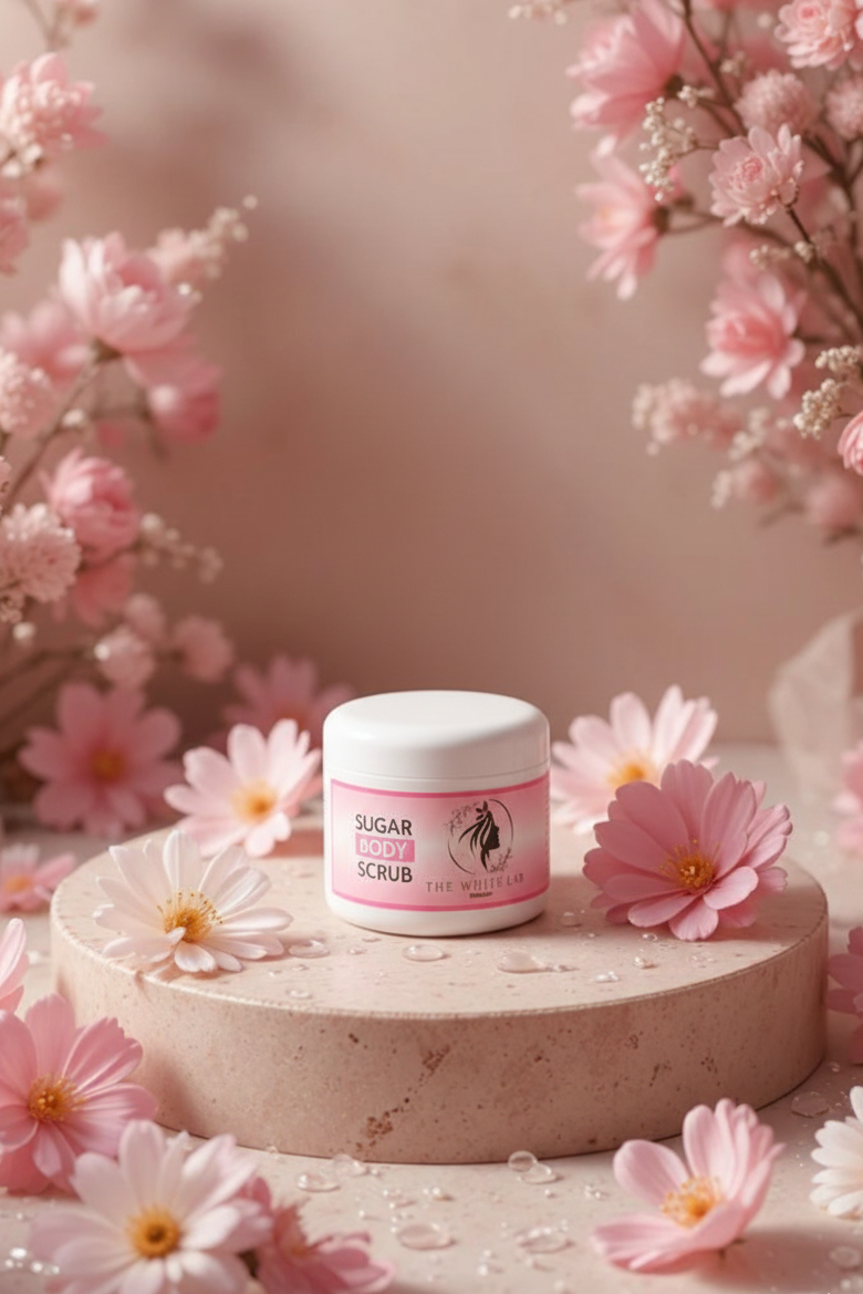 Applying Body Scrub to gently exfoliate and refresh the skin during a body care routine