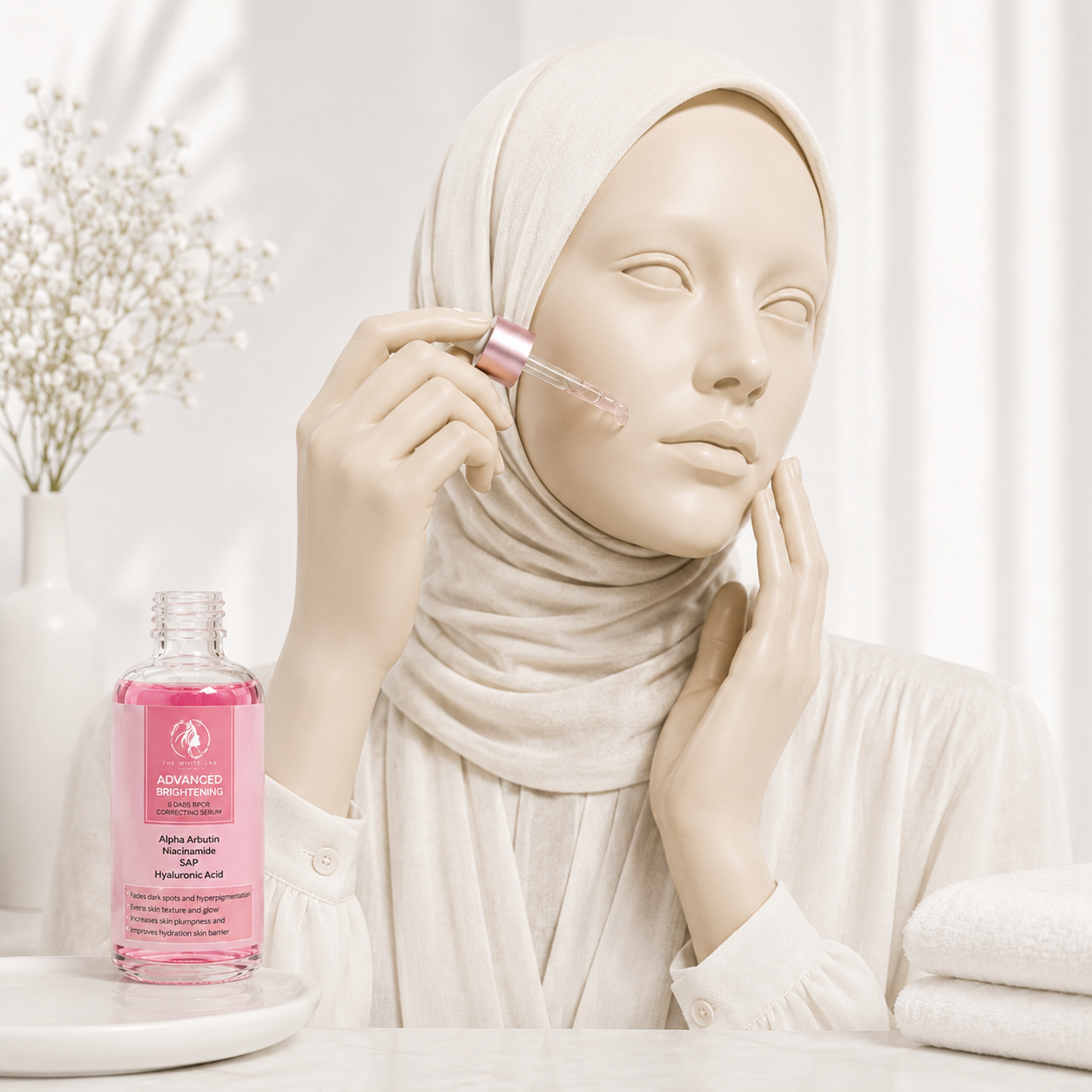 Premium Brightening Serum used in a daily skincare routine for radiant, hydrated, and even-looking skin