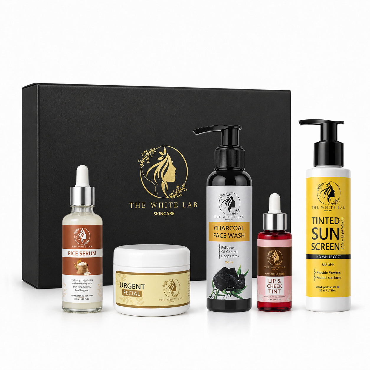 Premium Glow Kit skincare set featuring complete daily skincare essentials on a white background