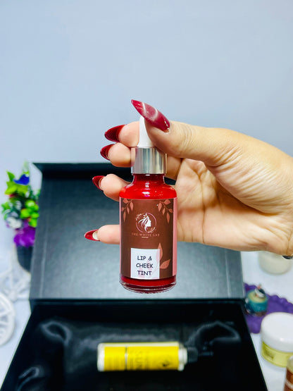 Premium Lip & Cheek Tint on a clean white background with a natural rosy finish